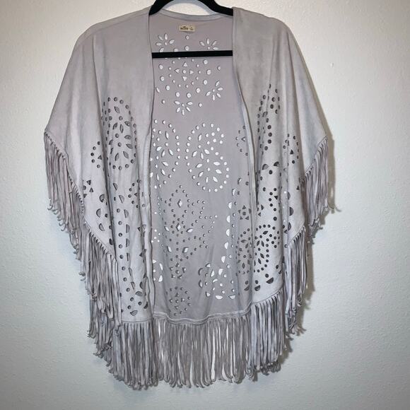 Hollister Faux Suede Fringe Tassel Kimono Cardigan - Picture 1 of 7
